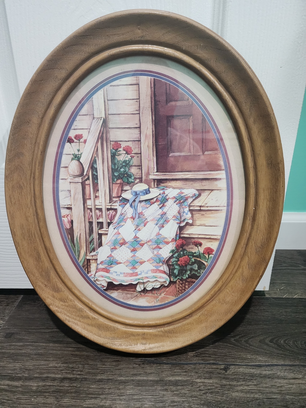 Homeco Country Porch Home With Quilt Framed Print